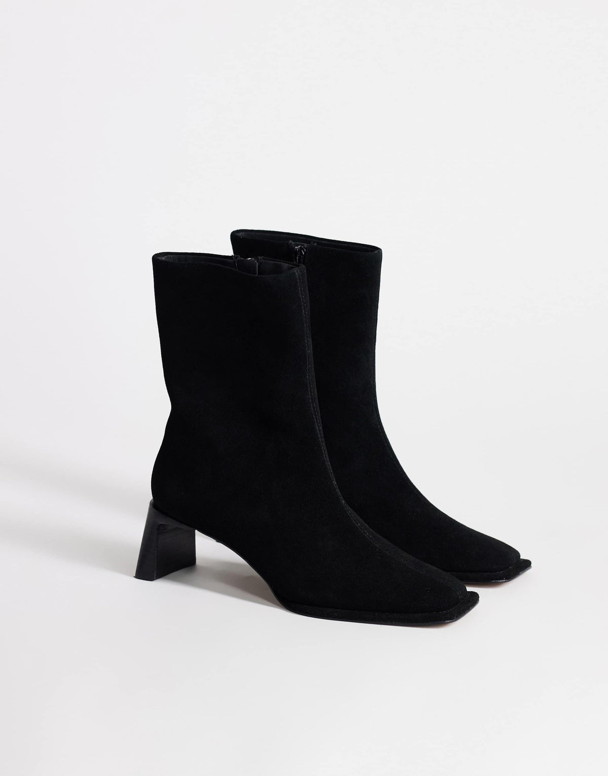 Topshop Kali real suede heeled ankle boot in black