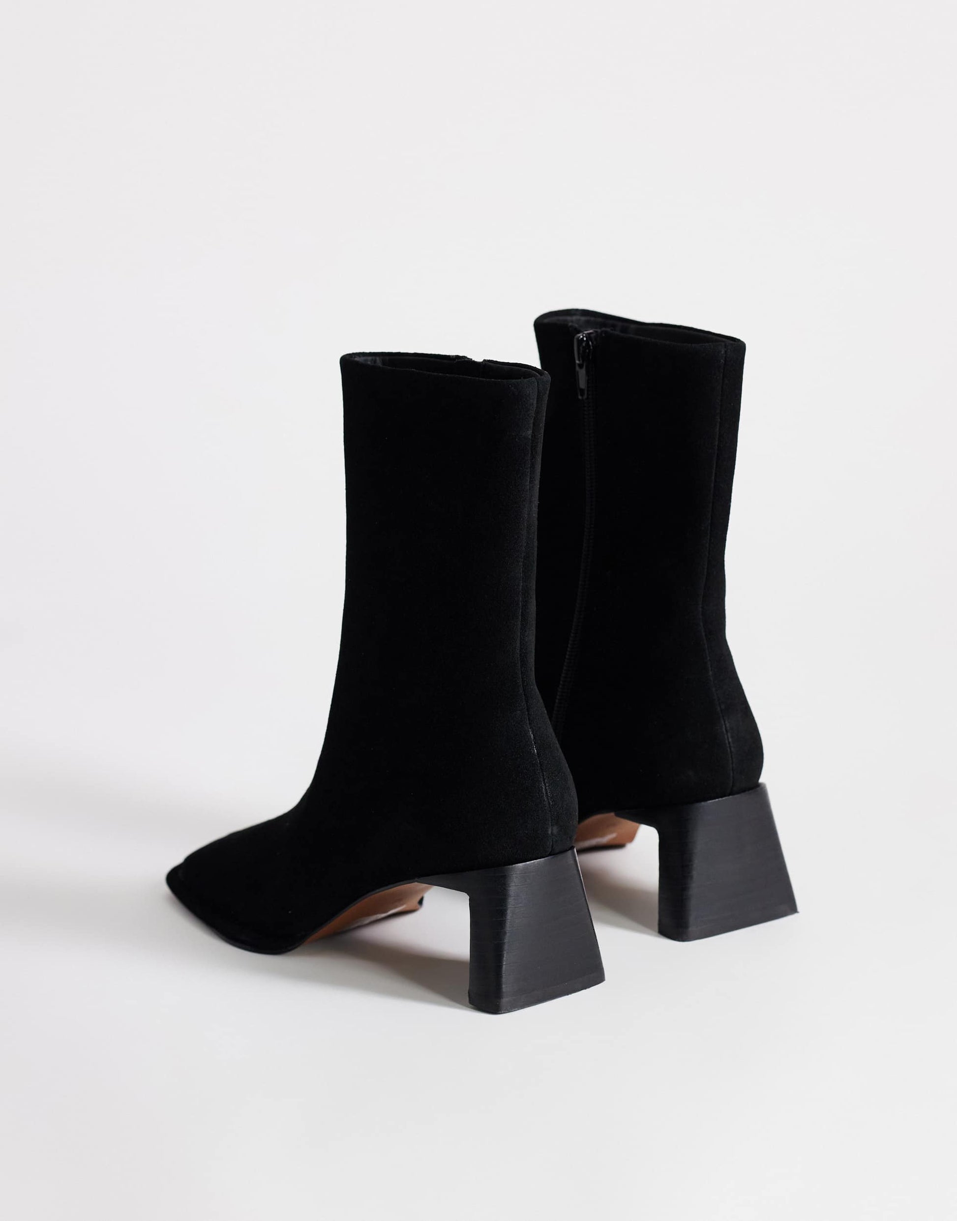 Topshop Kali real suede heeled ankle boot in black