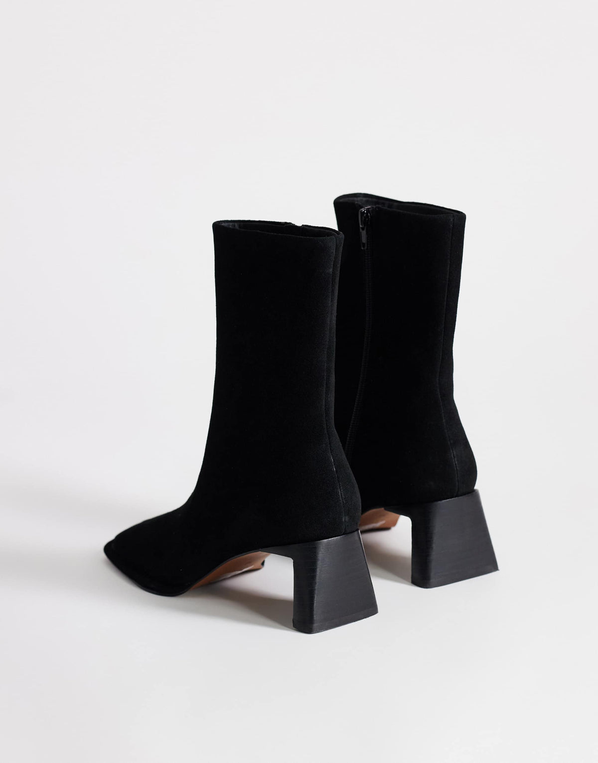 Topshop Kali real suede heeled ankle boot in black
