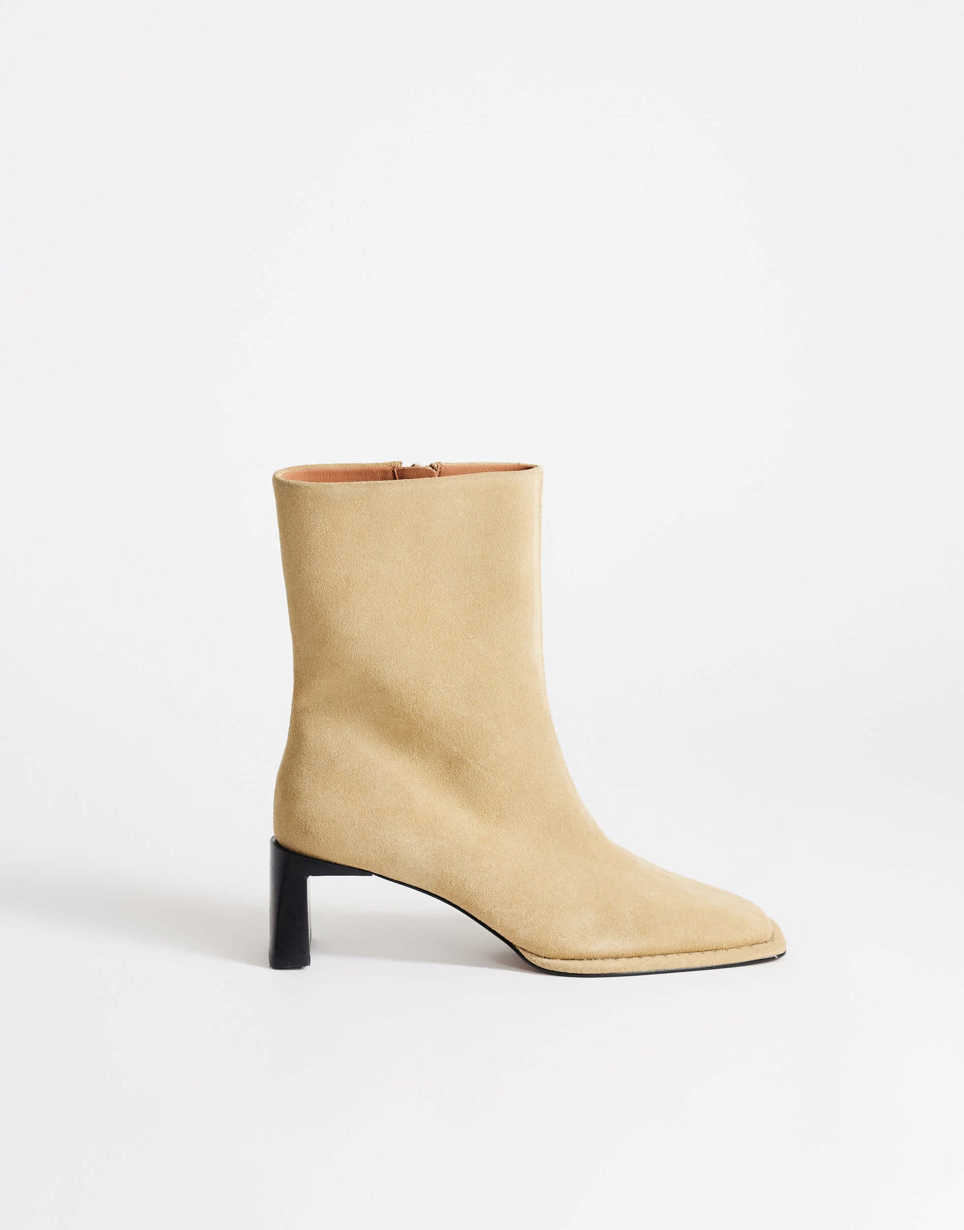 Topshop Kali real suede heeled ankle boot in sand