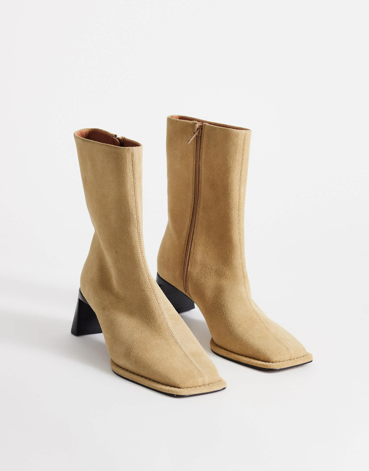 Topshop Kali real suede heeled ankle boot in sand