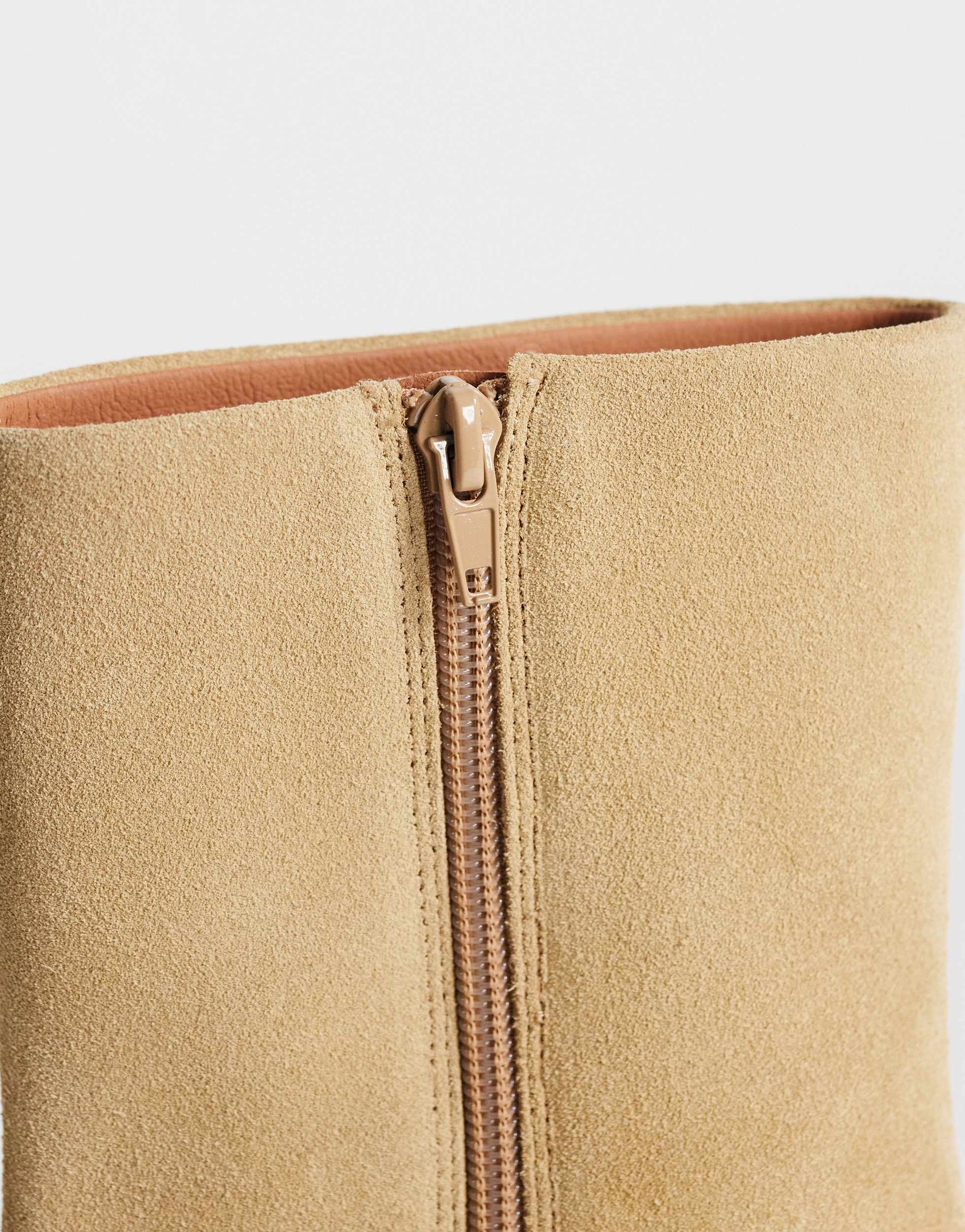 Topshop Kali real suede heeled ankle boot in sand