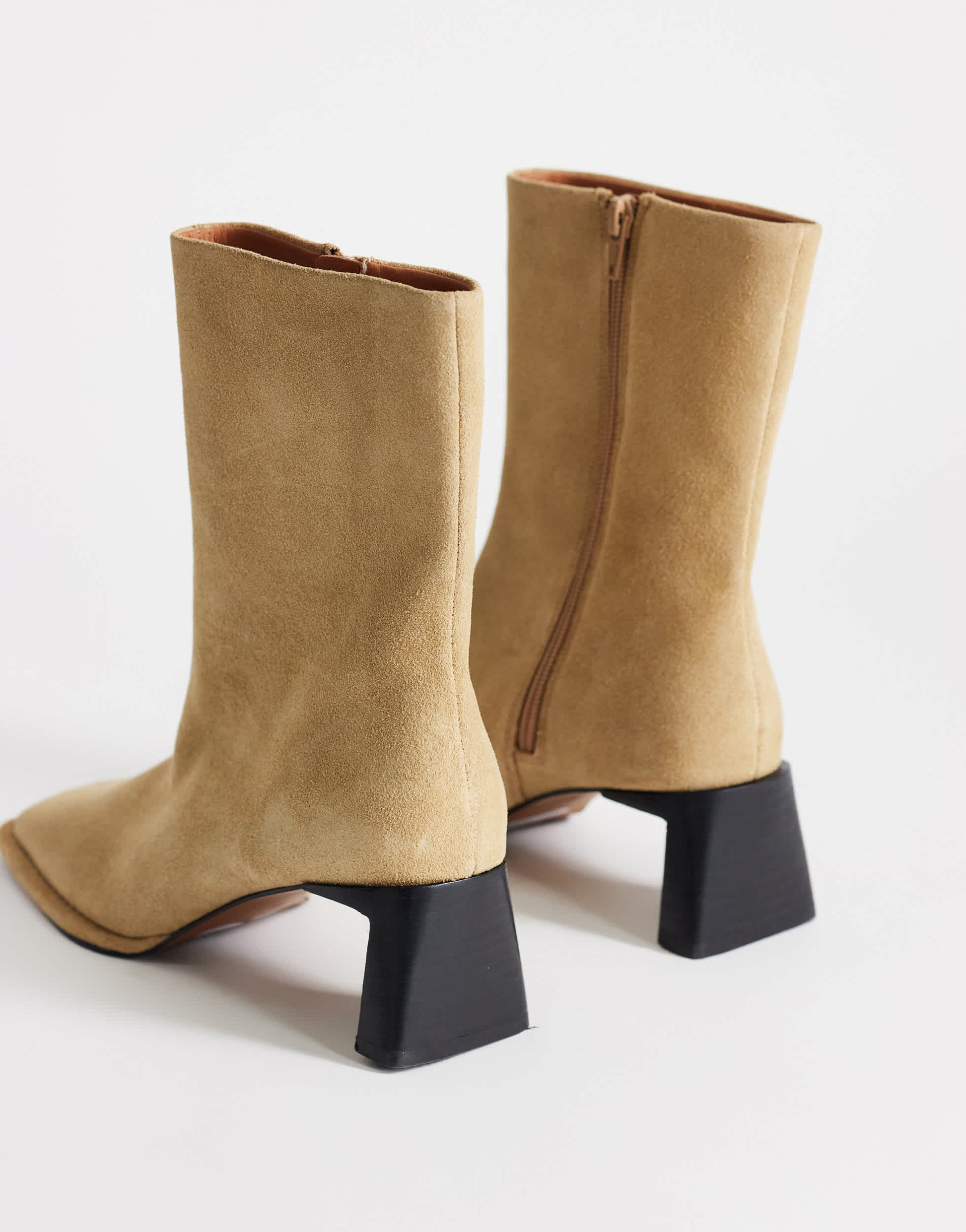 Topshop Kali real suede heeled ankle boot in sand