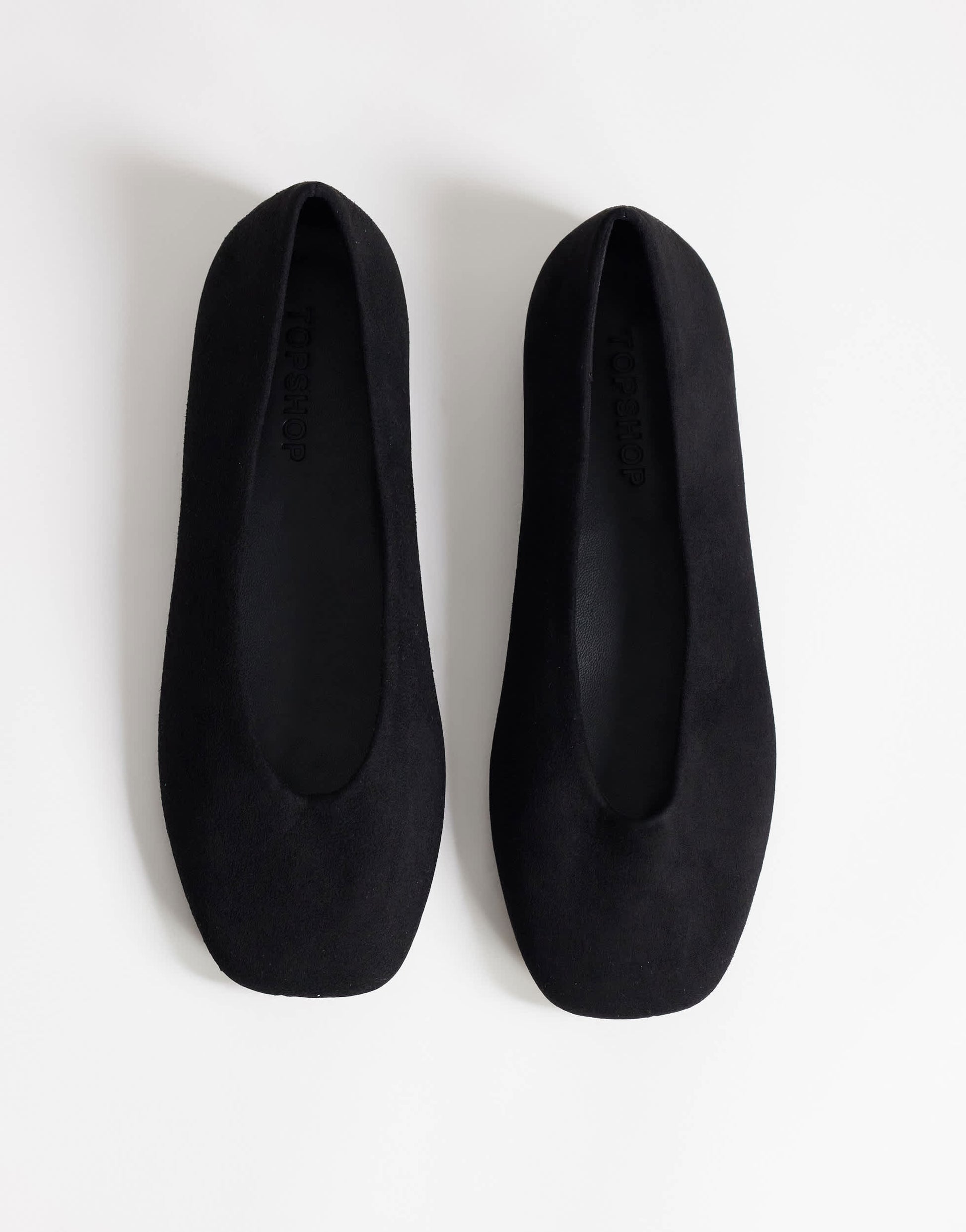 Topshop Duke faux suede chiselled ballet flat in black