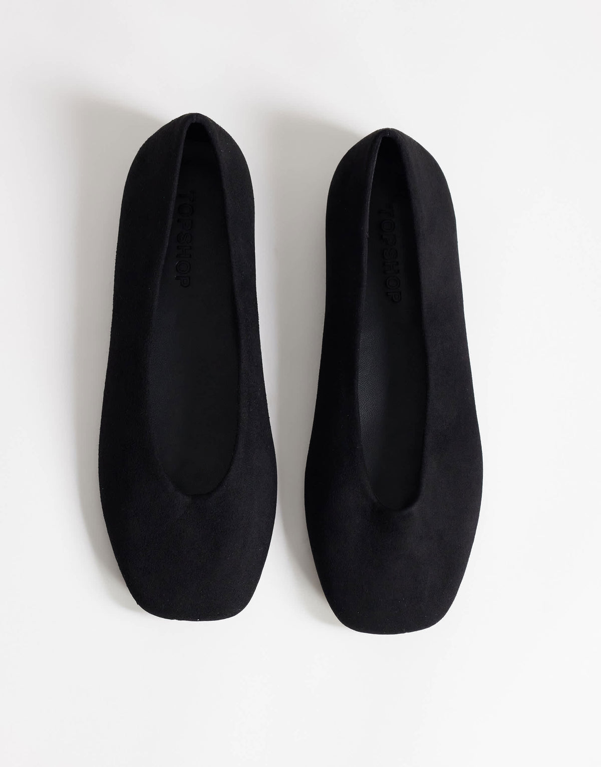 Topshop Duke faux suede chiselled ballet flat in black