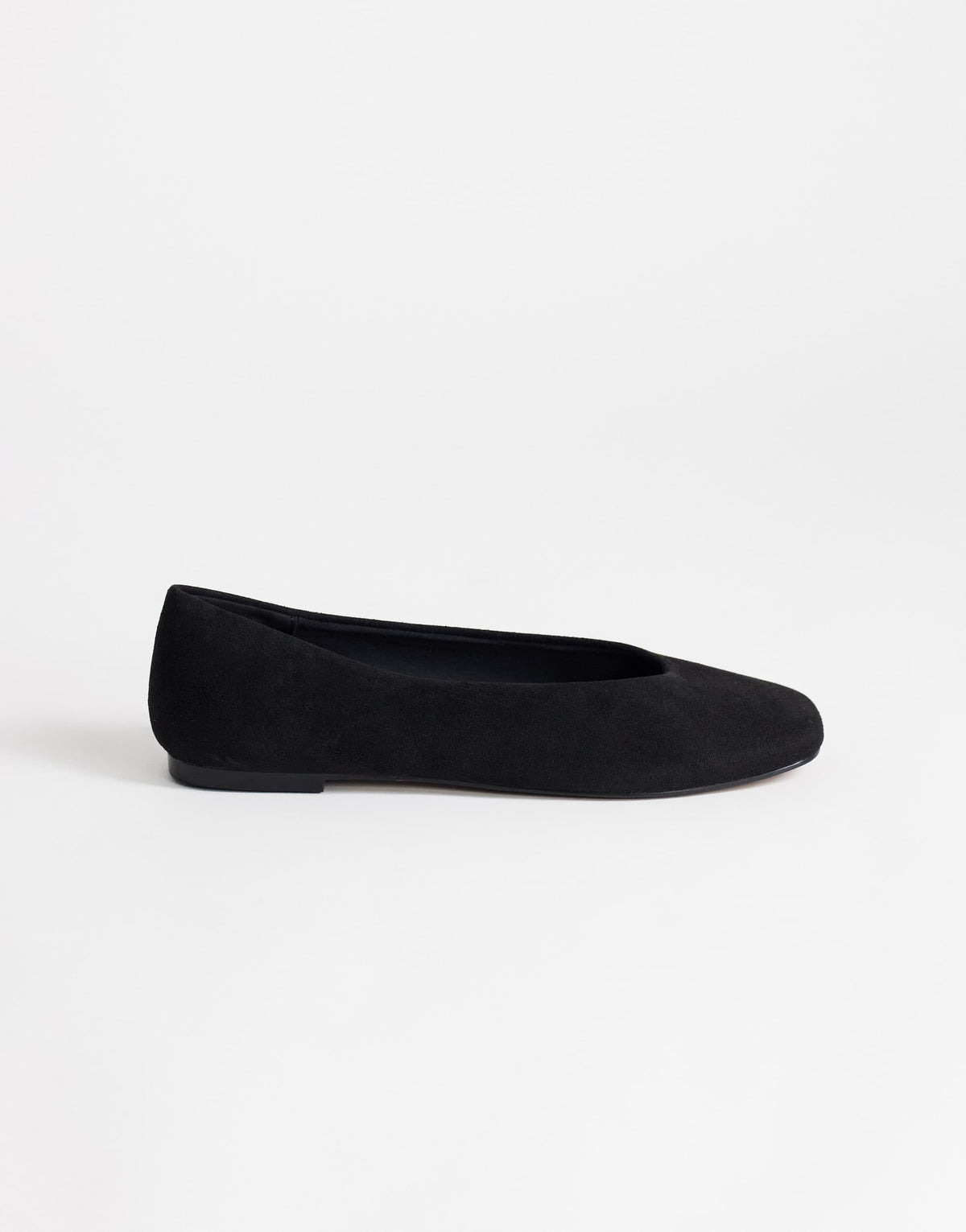 Topshop Duke faux suede chiselled ballet flat in black