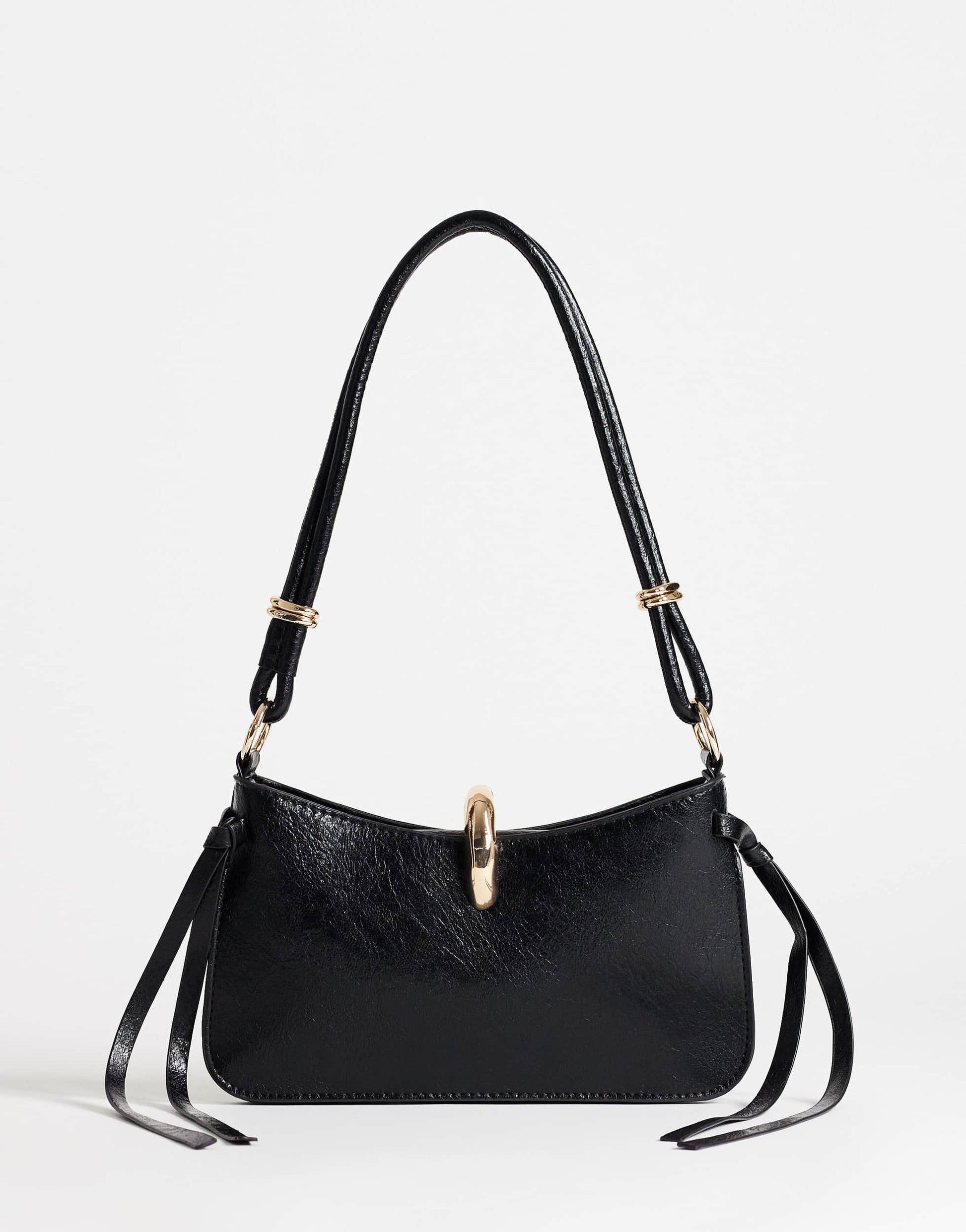 Topshop Sansa small shoulder bag with hardware in black