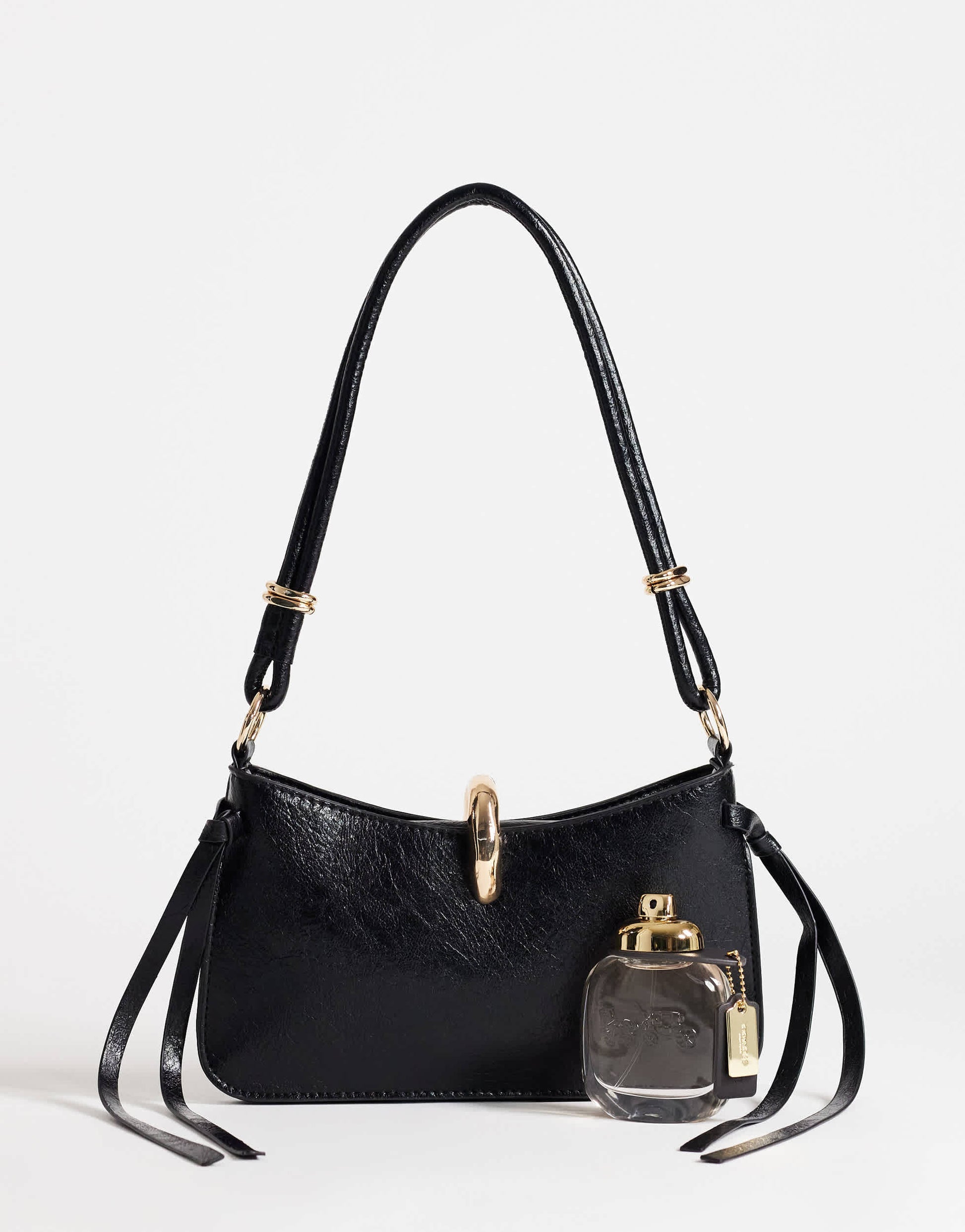 Topshop Sansa small shoulder bag with hardware in black