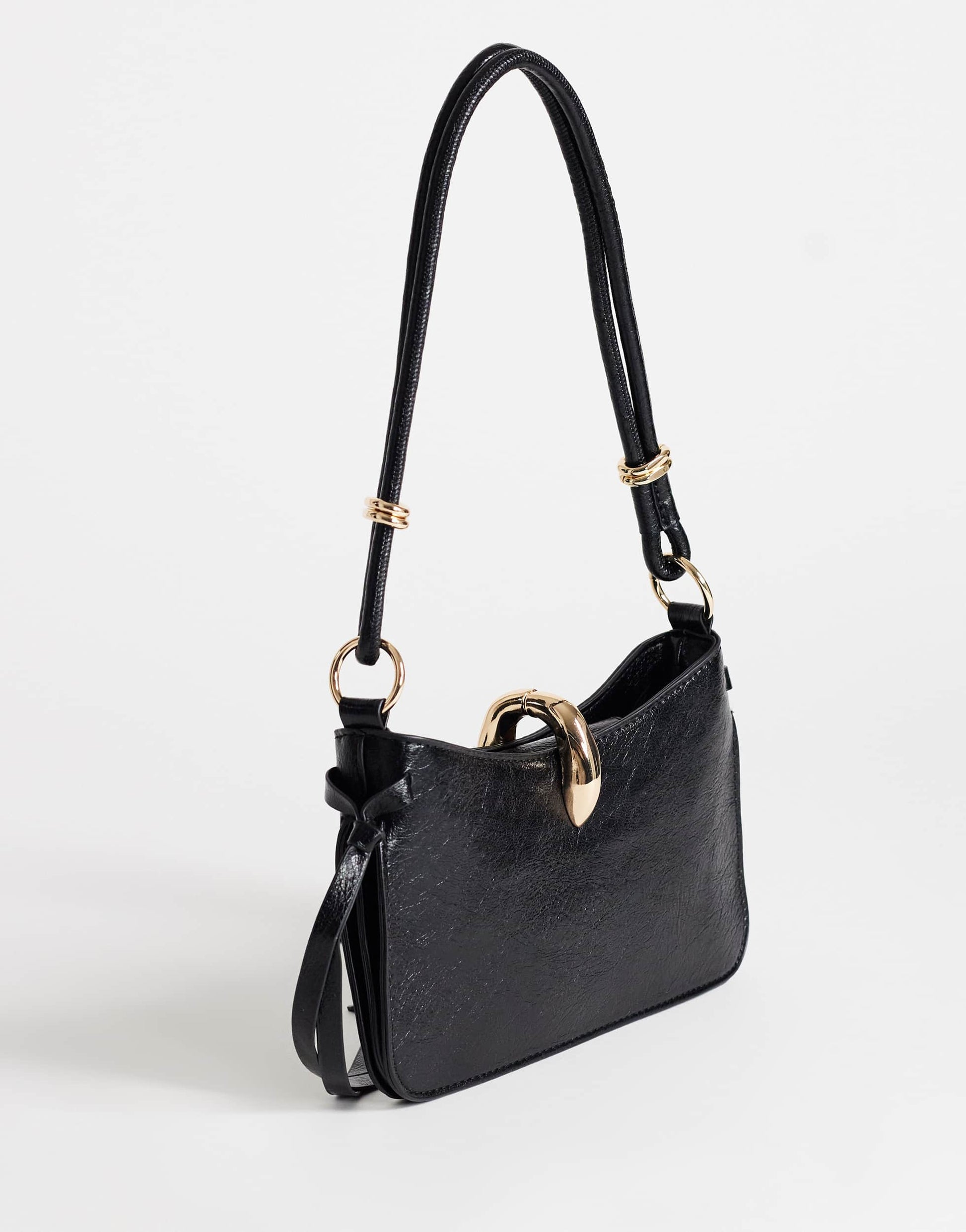 Topshop Sansa small shoulder bag with hardware in black