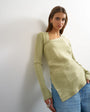 Topshop knitted asymmetric longline ribbed top in pistachio