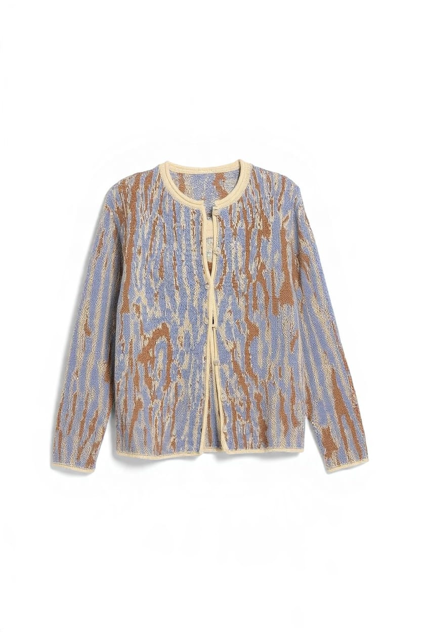 Topshop knitted brushed animal cardigan with wool and mohair in brown and blue