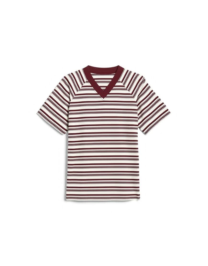 Topshop micro v-neck ruched side tee in stripe