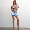 Topshop micro v-neck ruched side tee in stripe