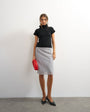 Topshop knitted ribbed funnel neck chunky short sleeve top in black