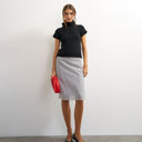 Topshop knitted ribbed funnel neck chunky short sleeve top in black