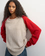 Topshop knitted multi wear jumper in neutral and red  