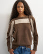 Topshop knitted multi wear stripe jumper in brown