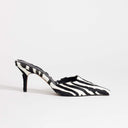 Topshop Alfie pointed mid heeled court in zebra print hair on real leather