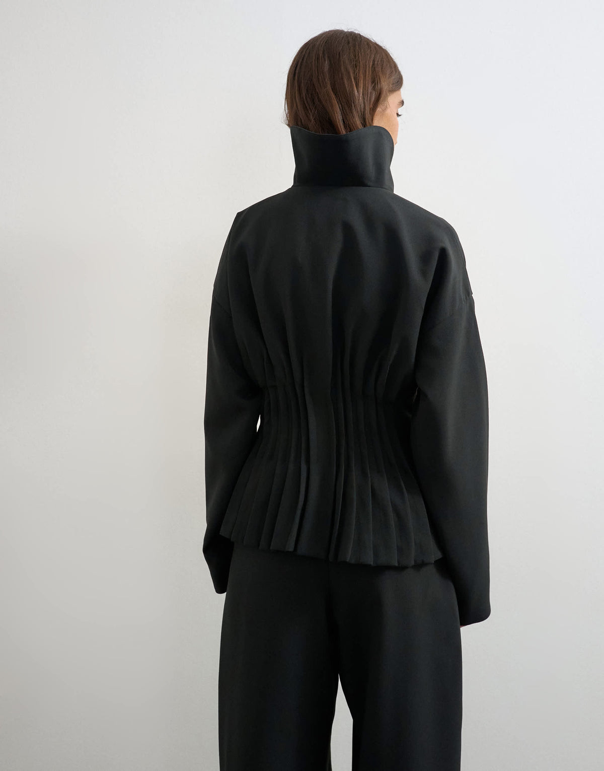 Topshop co ord funnel neck cinched waist track jacket in black