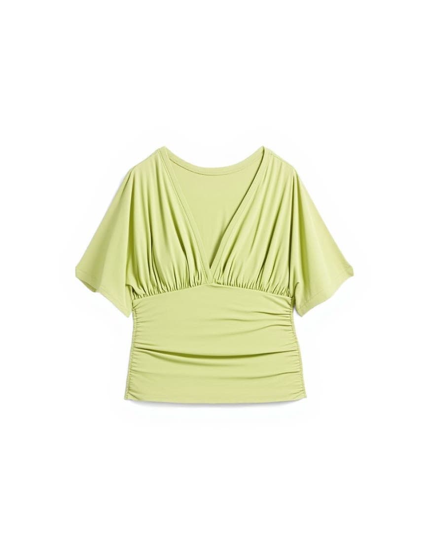 Topshop v-neck tie detail top in lime