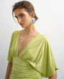 Topshop v-neck tie detail top in lime