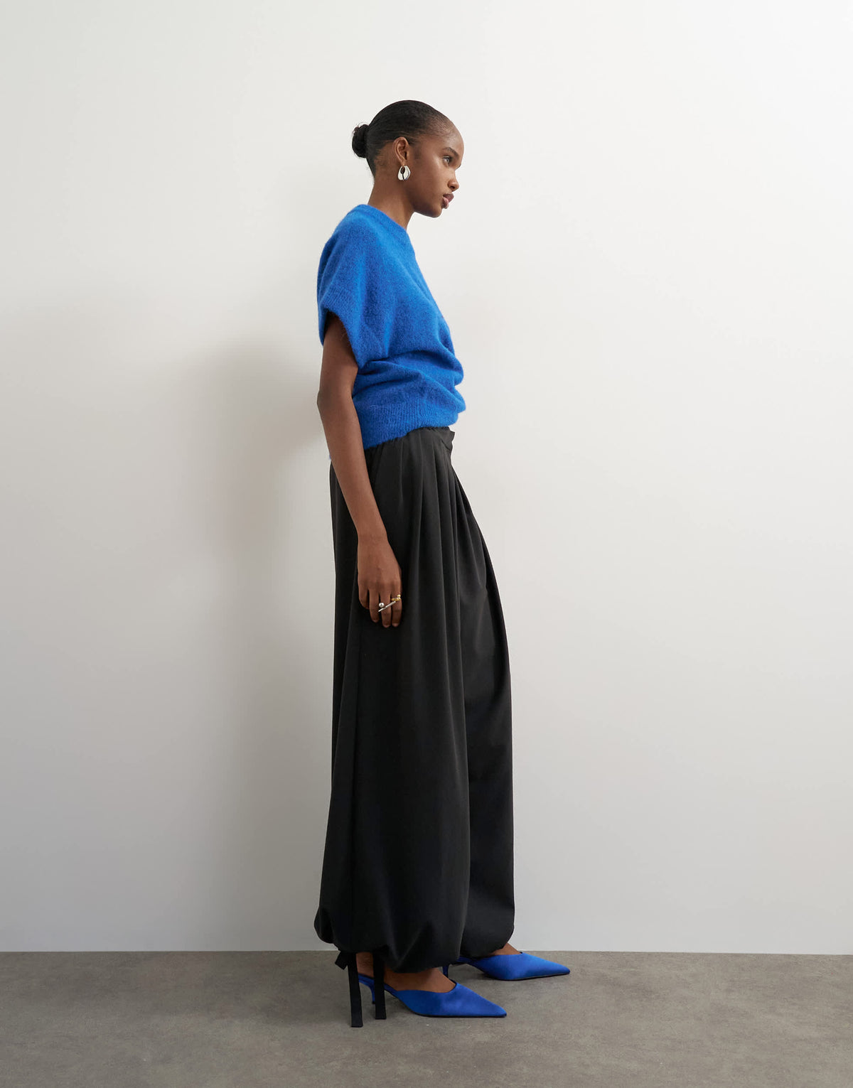 Topshop pleated balloon trousers in black