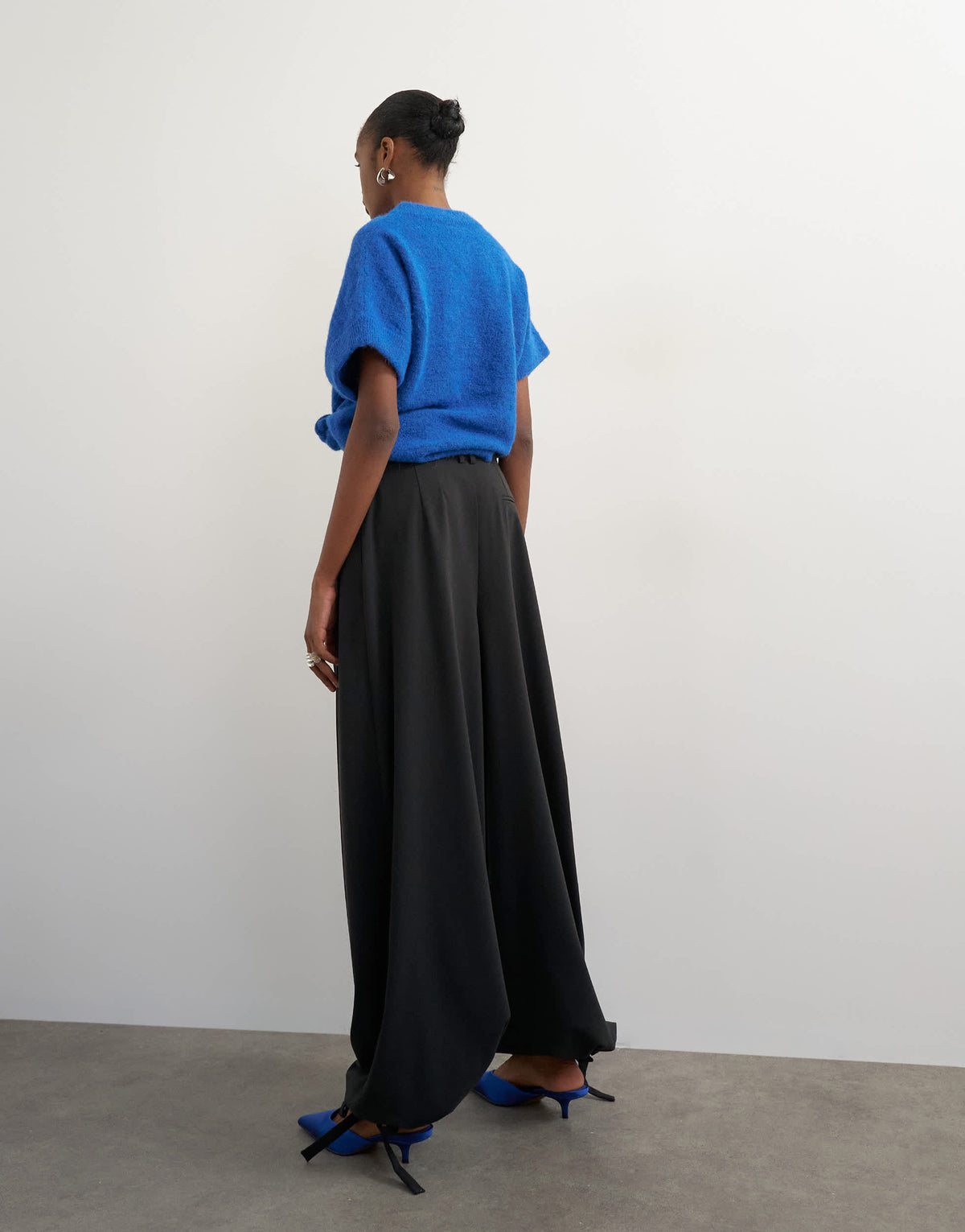 Topshop pleated balloon trousers in black