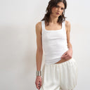 Gilet Topshop blanc à col rond côtelé