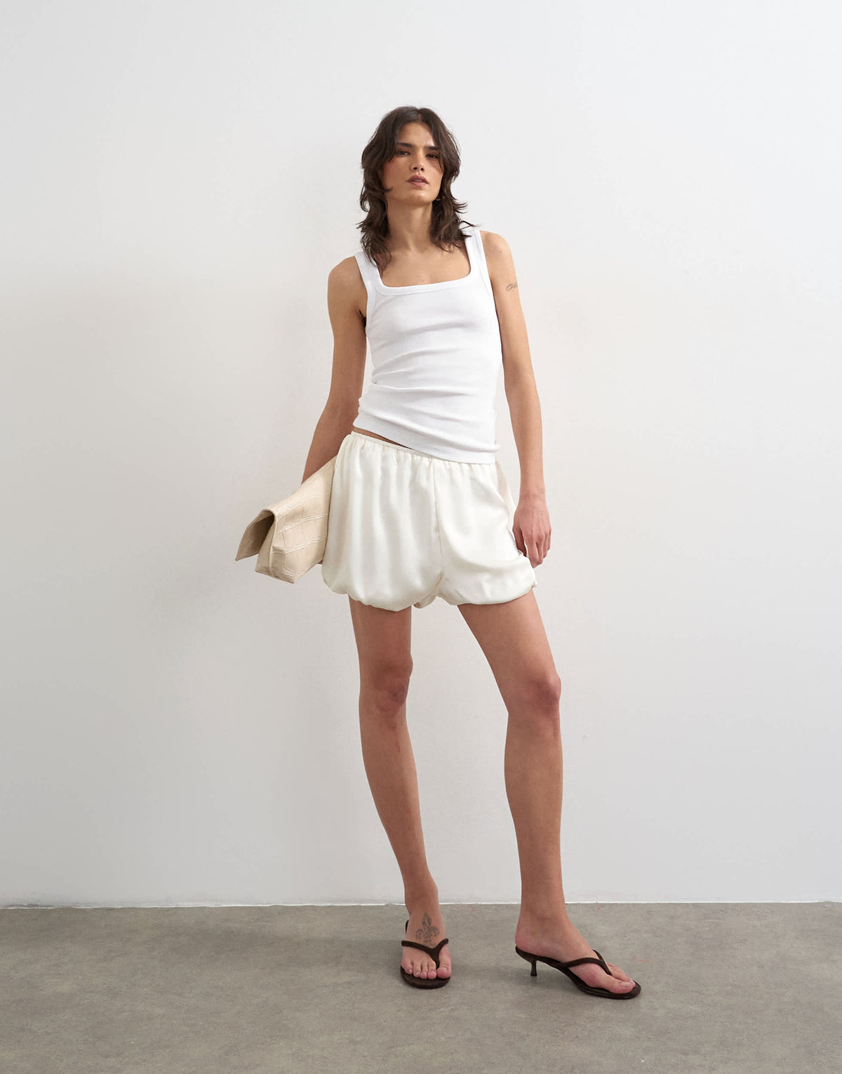 Topshop rib scoop neck vest in white