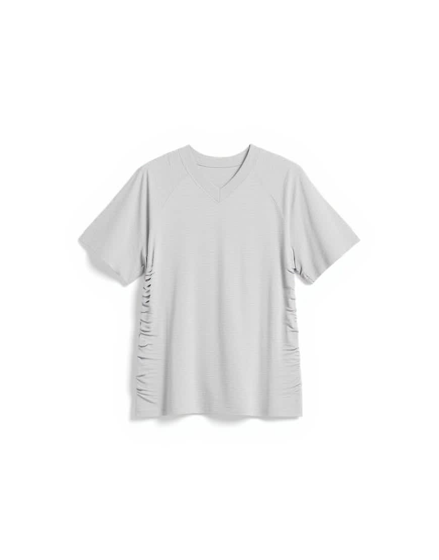 Topshop micro v-neck ruched side tee in grey marl