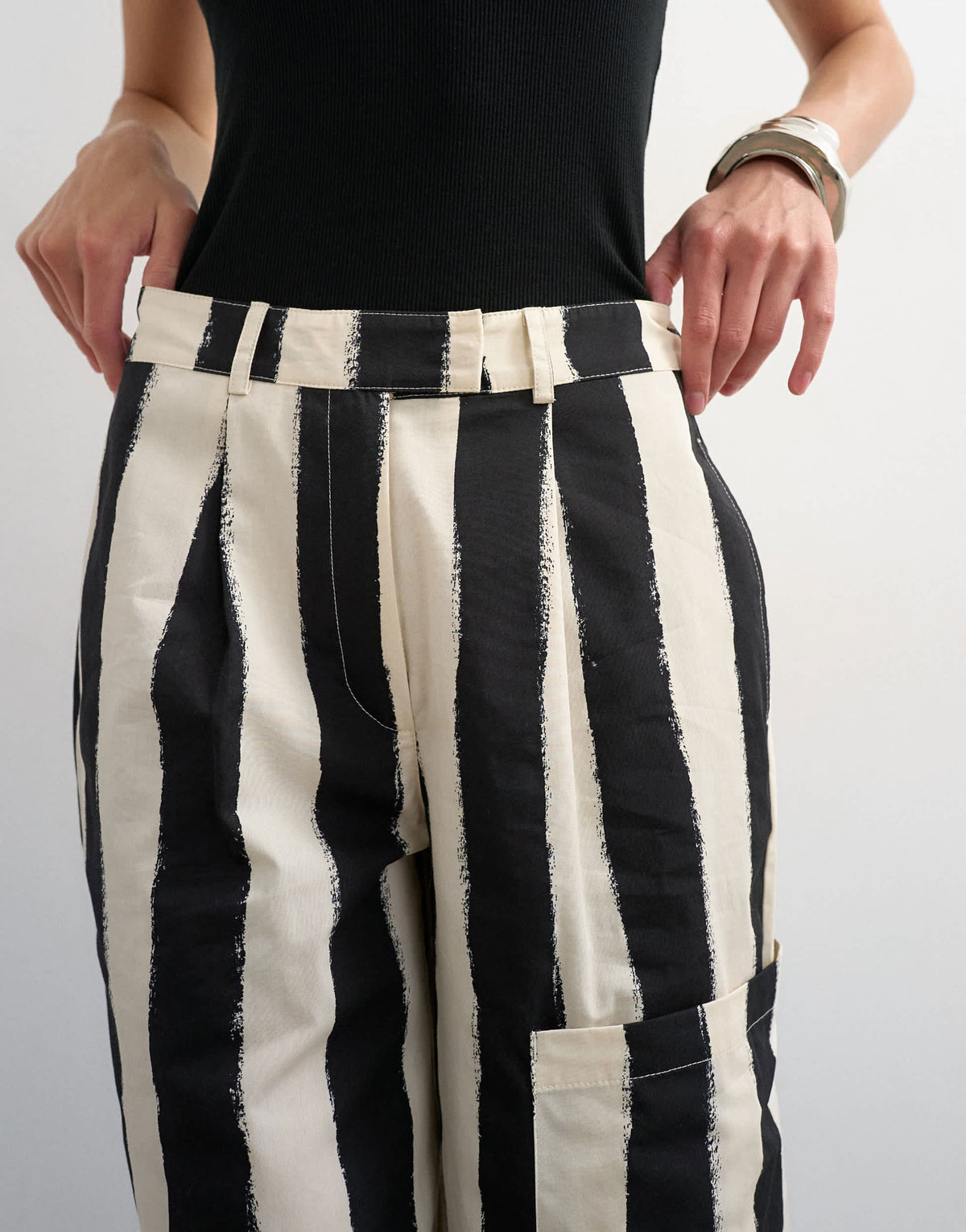 Topshop longline bermuda cargo short in mono stripe