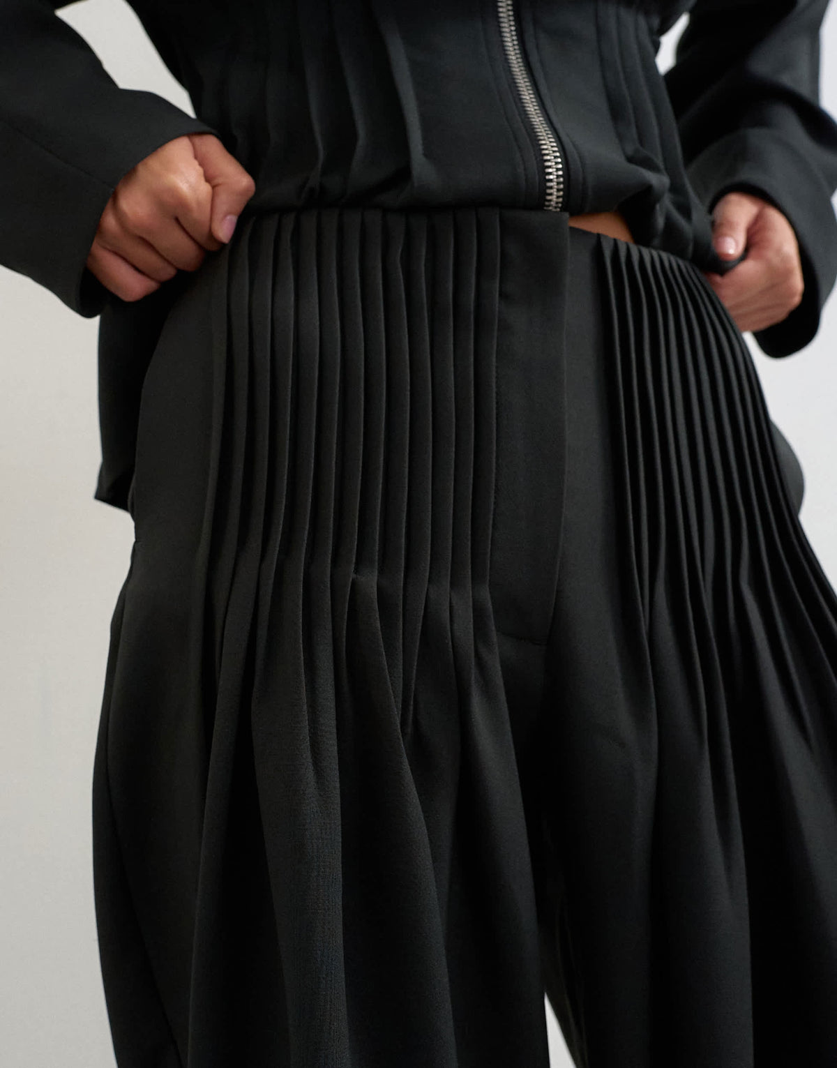 Topshop co ord pleat detail wide leg trousers in black
