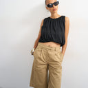 Topshop longline bermuda cargo short in ecru