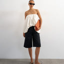 Topshop longline bermuda cargo short in black