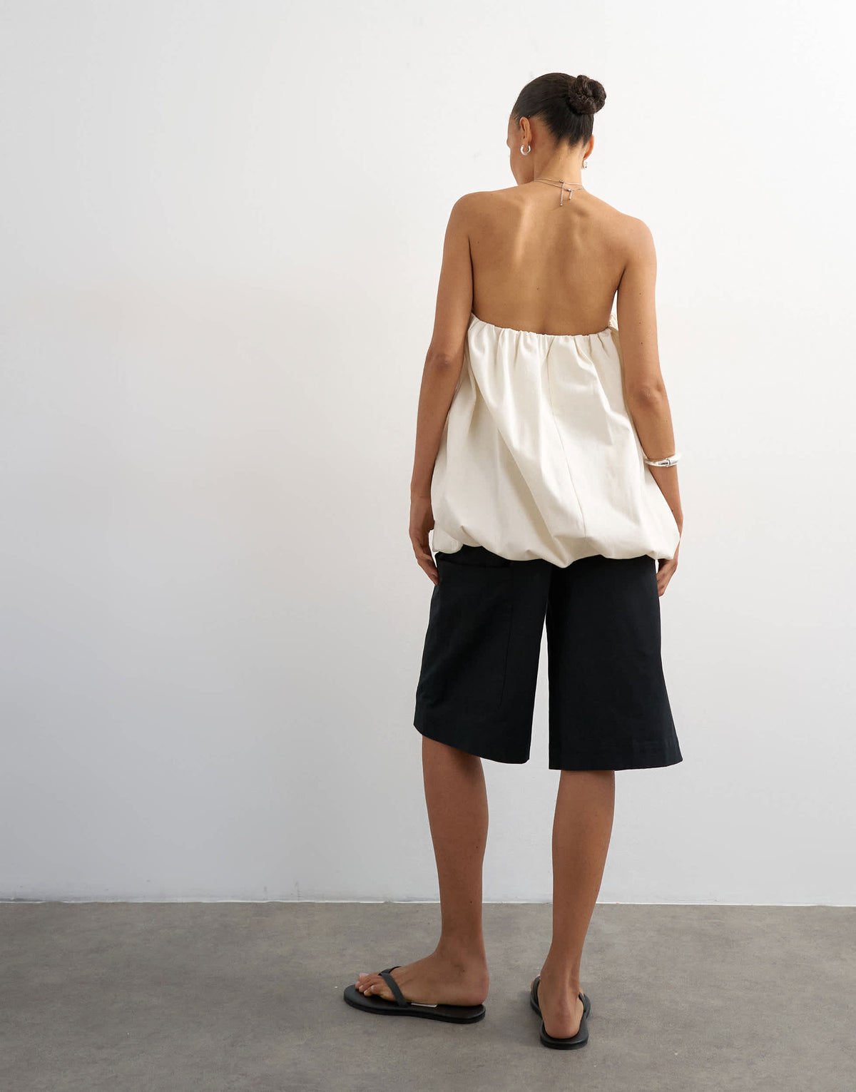 Topshop longline bermuda cargo short in black