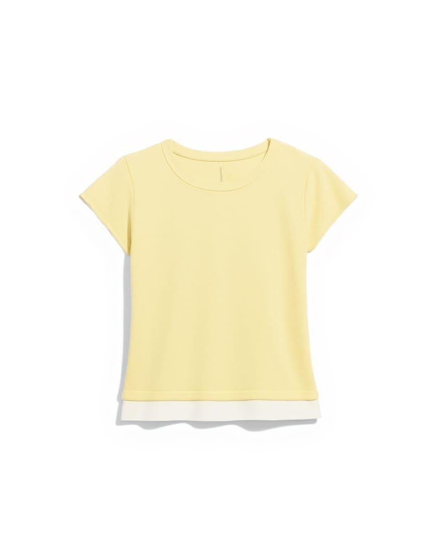 Topshop knitted double layer t-shirt in yellow
