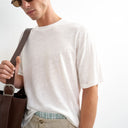 T-shirt en lin mélangé coupe décontractée écru Topman