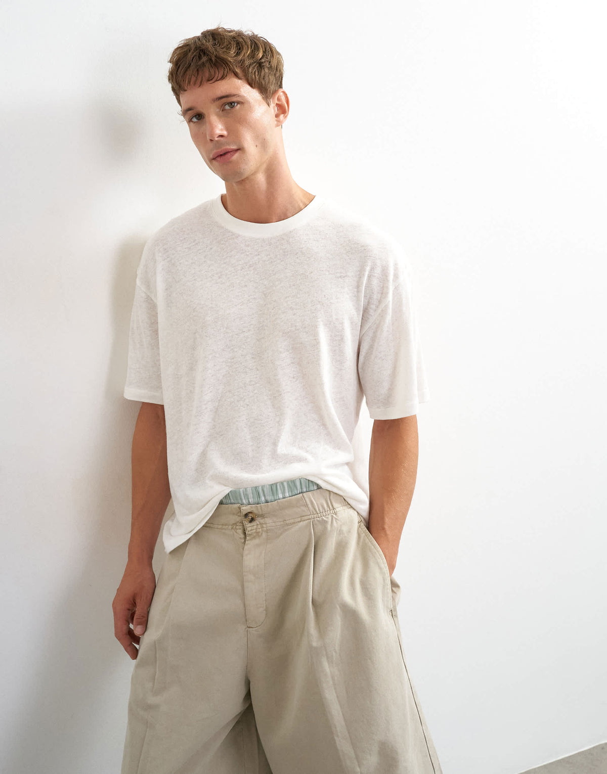 Topman relaxed fit linen mix t-shirt in ecru