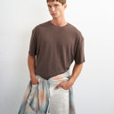 T-shirt coupe décontractée en lin mélangé marron Topman