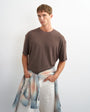 Topman relaxed fit linen mix t-shirt in brown