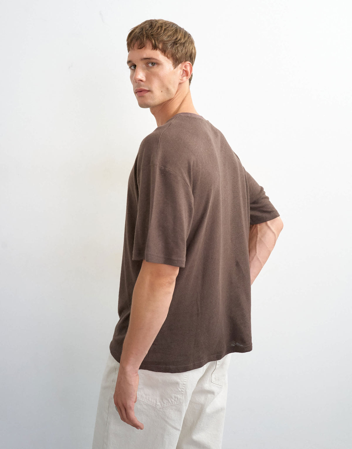 Topman relaxed fit linen mix t-shirt in brown