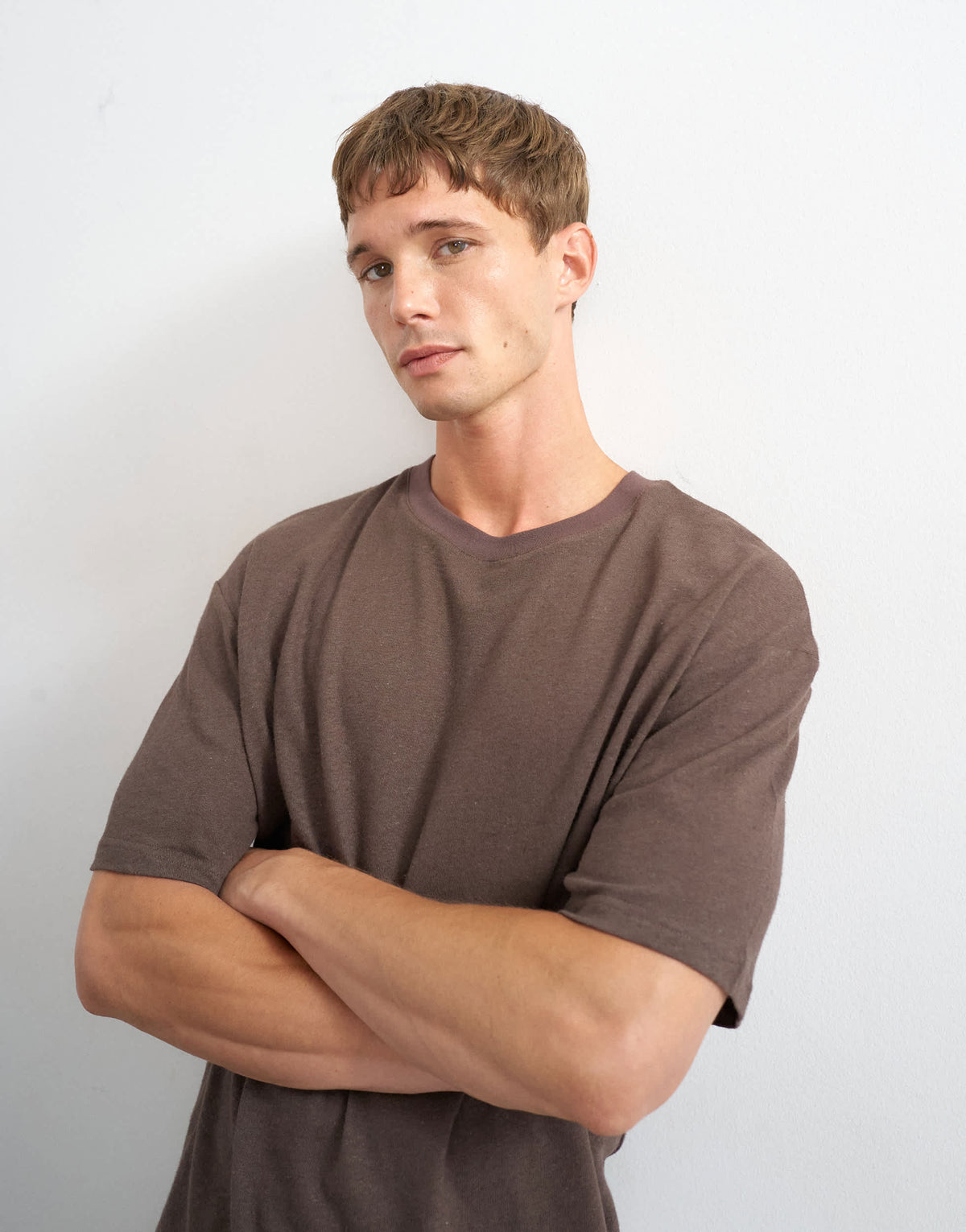 Topman relaxed fit linen mix t-shirt in brown