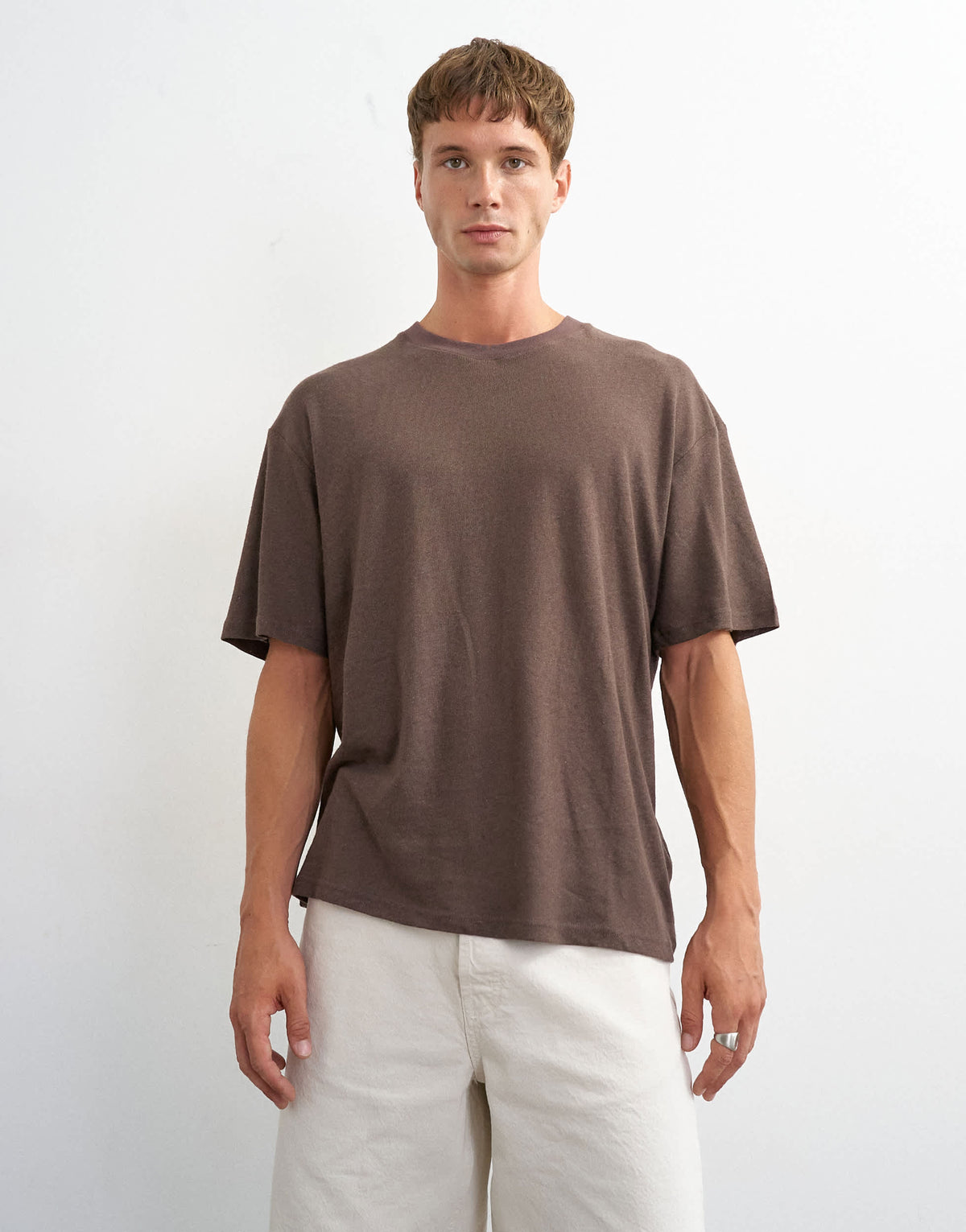 Topman relaxed fit linen mix t-shirt in brown