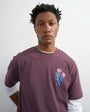 Topman relaxed fit t-shirt with front and black floral embroidery in purple