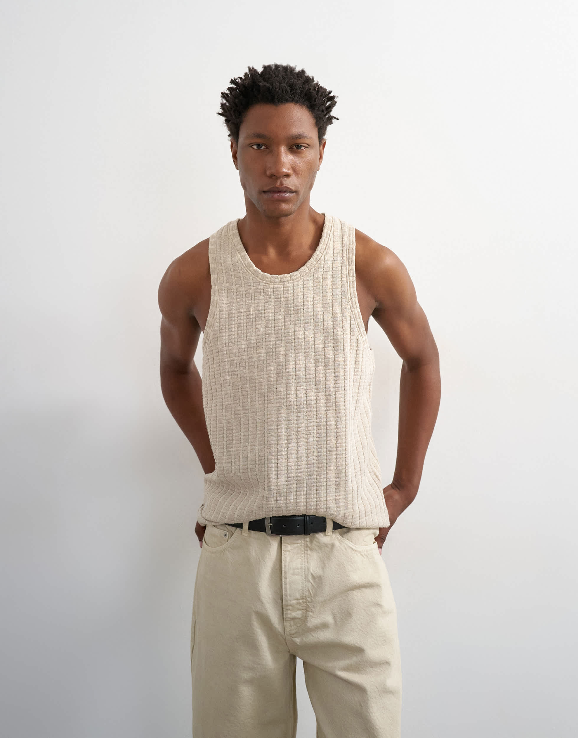 Topman relaxed fit textured vest in stone