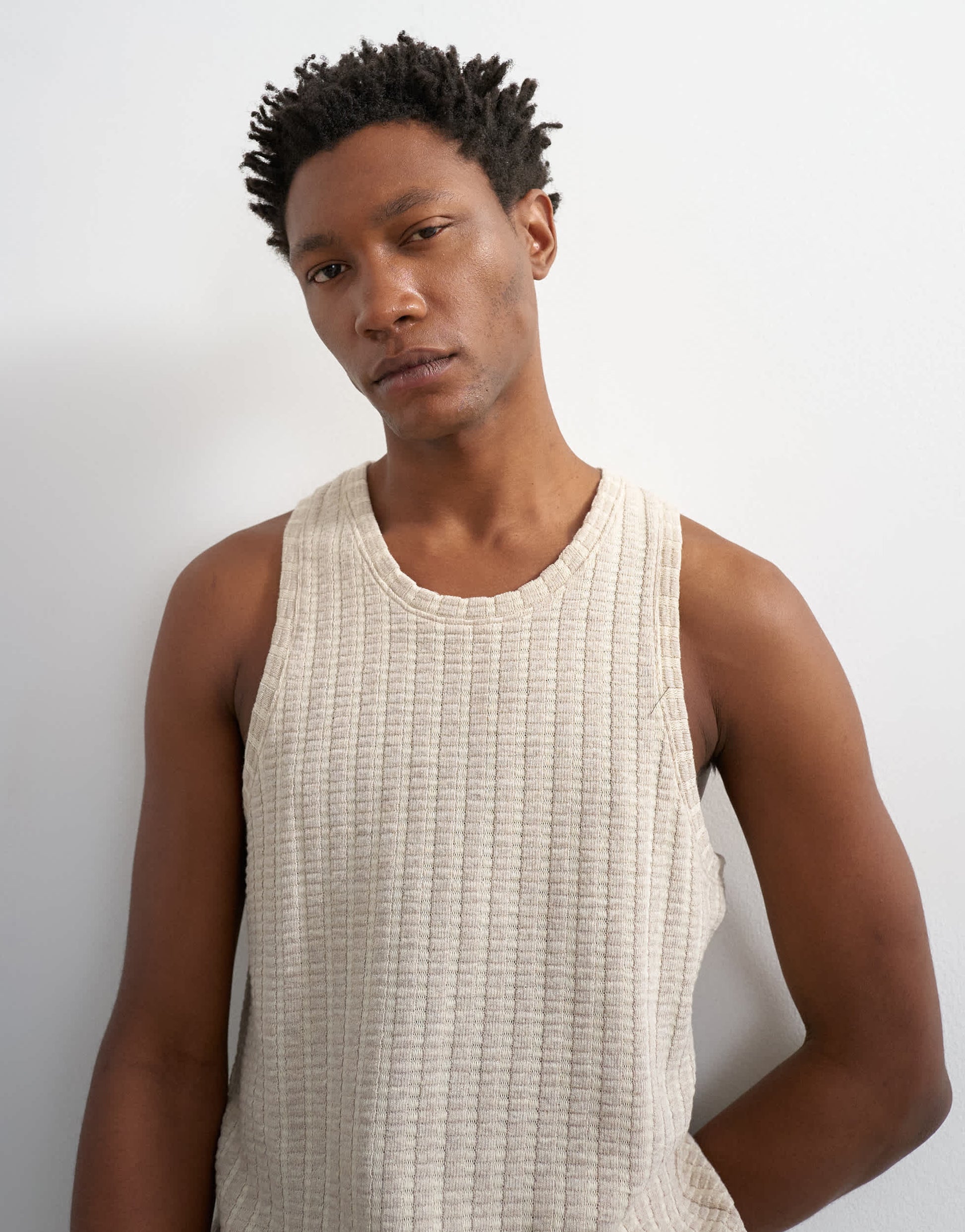 Topman relaxed fit textured vest in stone