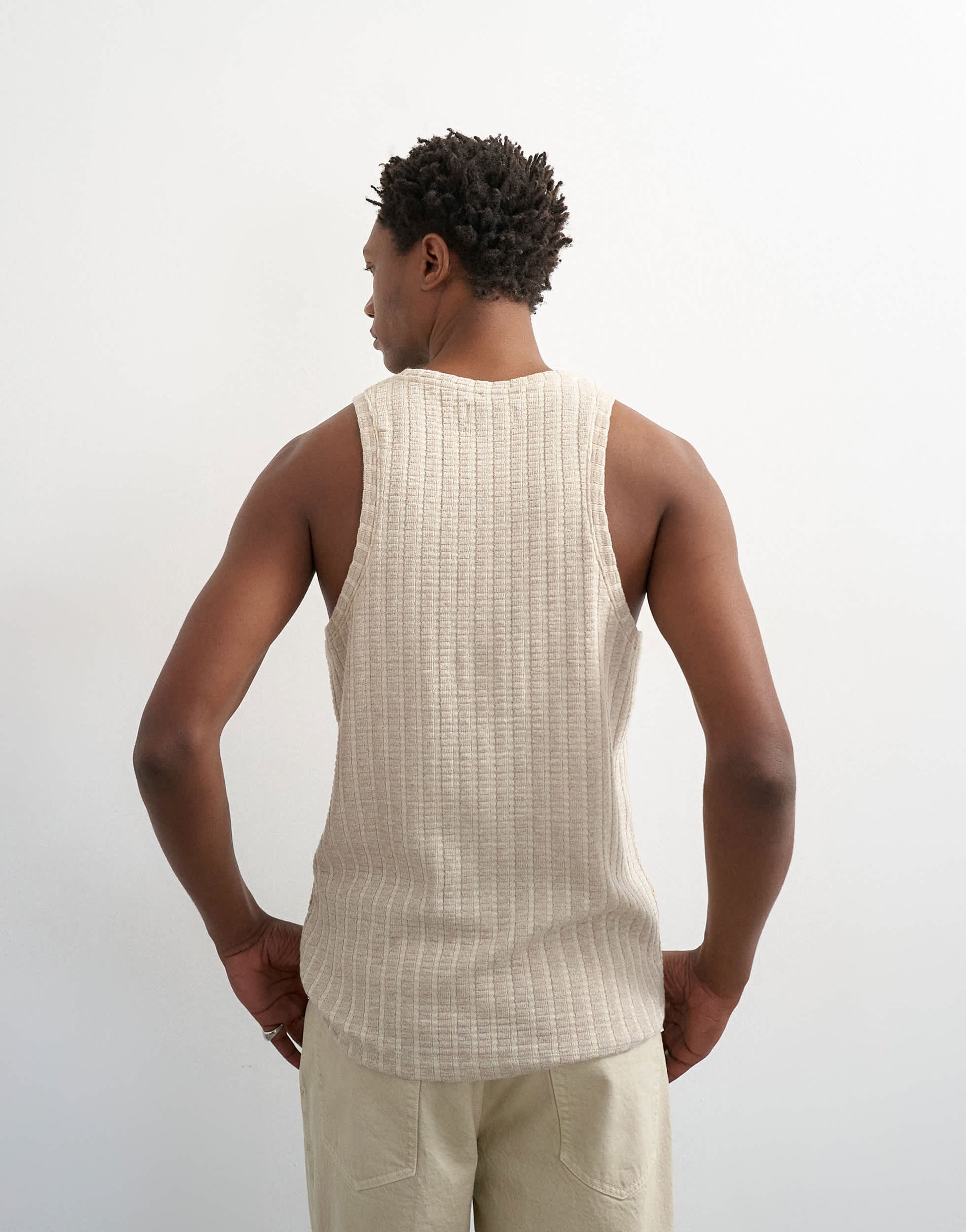 Topman relaxed fit textured vest in stone