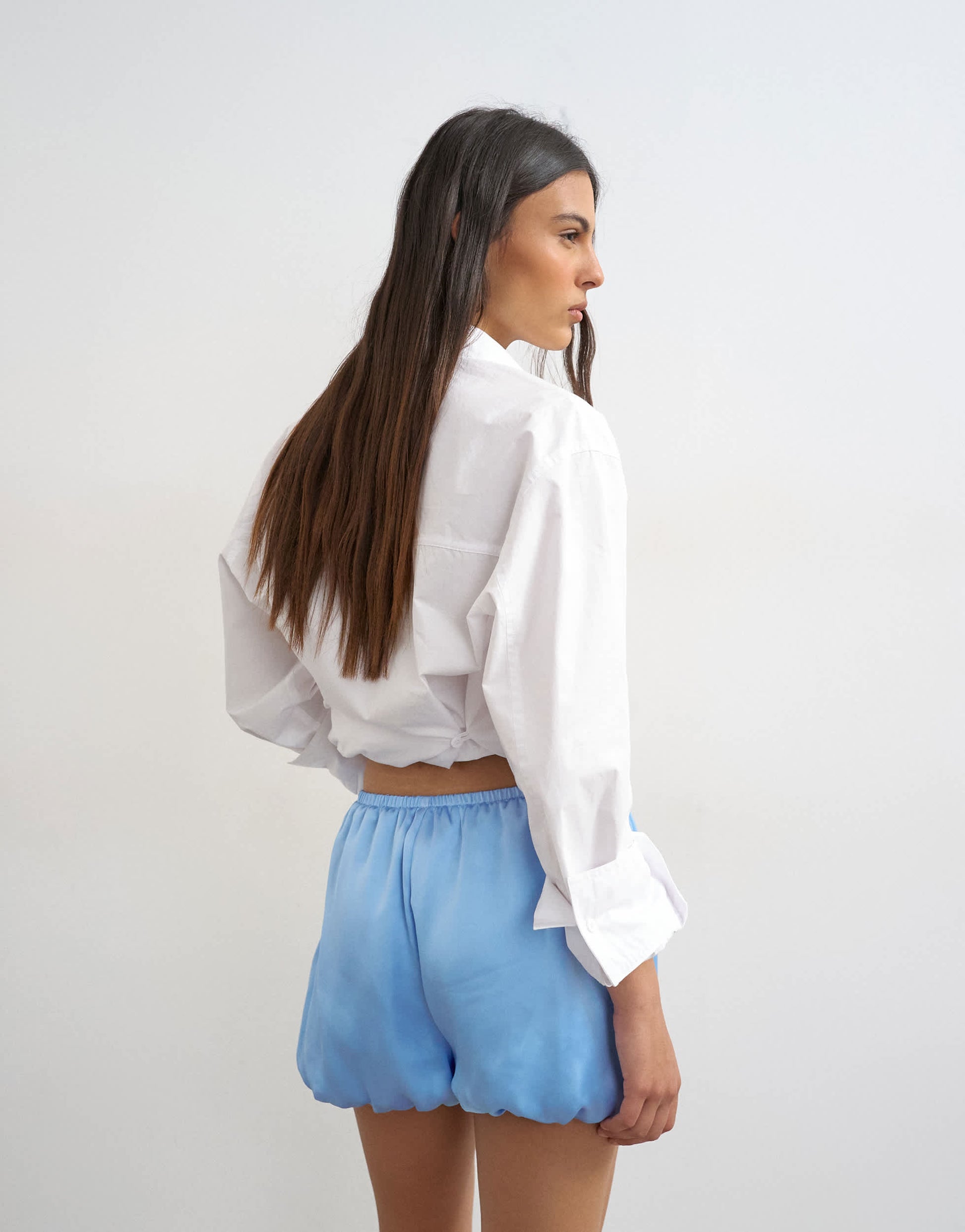 Topshop satin bubble short in blue