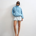 Topshop satin bubble short in blue check