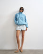 Topshop satin bubble short in blue check